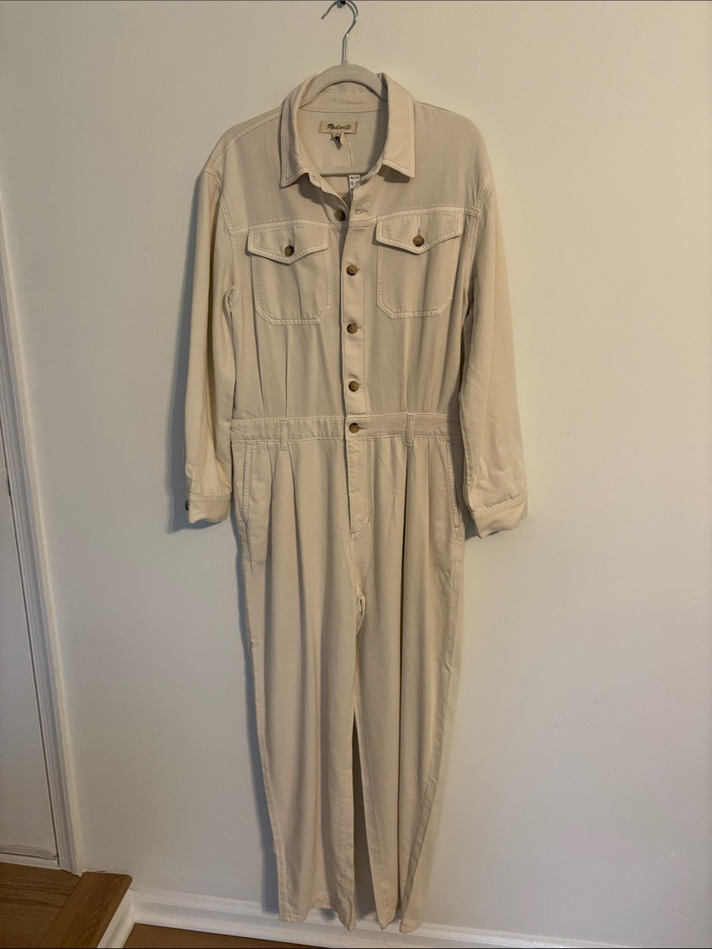 Madewell Beige Button-Front Utility Pant suit